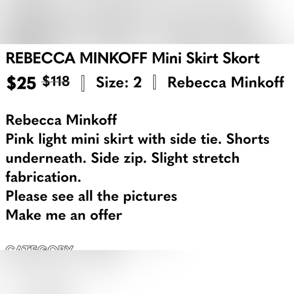 Rebecca Minkoff Lace Up Mini Skirt/skort Size 8 - Picture 8 of 10